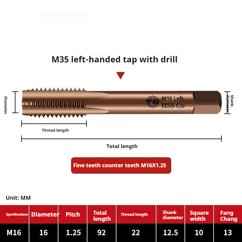 2122-M35 straight groove tap containing cobalt stainless steel, special fine tooth coarse tooth machine, tapping drill bit tool wire Shandong Denso Pricision Tools Co.,Ltd.